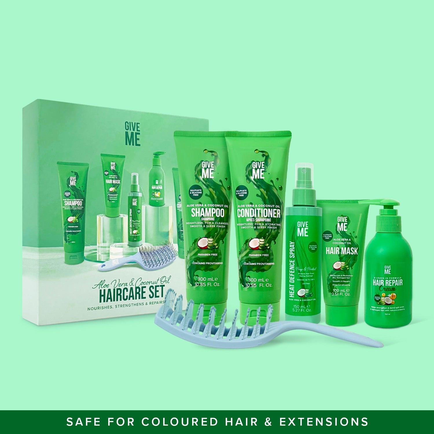 aloe vera plant and coconut oil for hair Aloe Vera & Coconut Oil Full Haircare Set