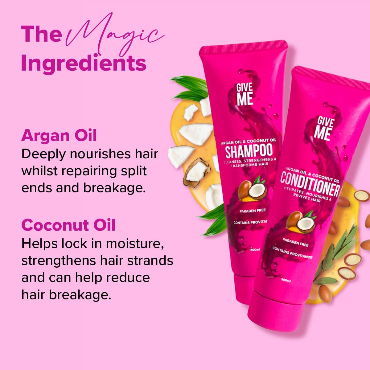 Nourishing Shampoo & Conditioner Bundle - Argan Oil & Coconut Oil - Give Me Cosmetics