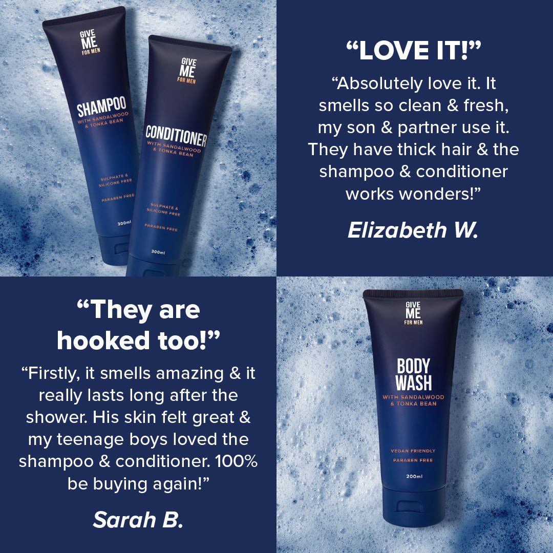 Sandalwood & Tonka Bean Essentials For Him (Worth £20.97) - Give Me Cosmetics